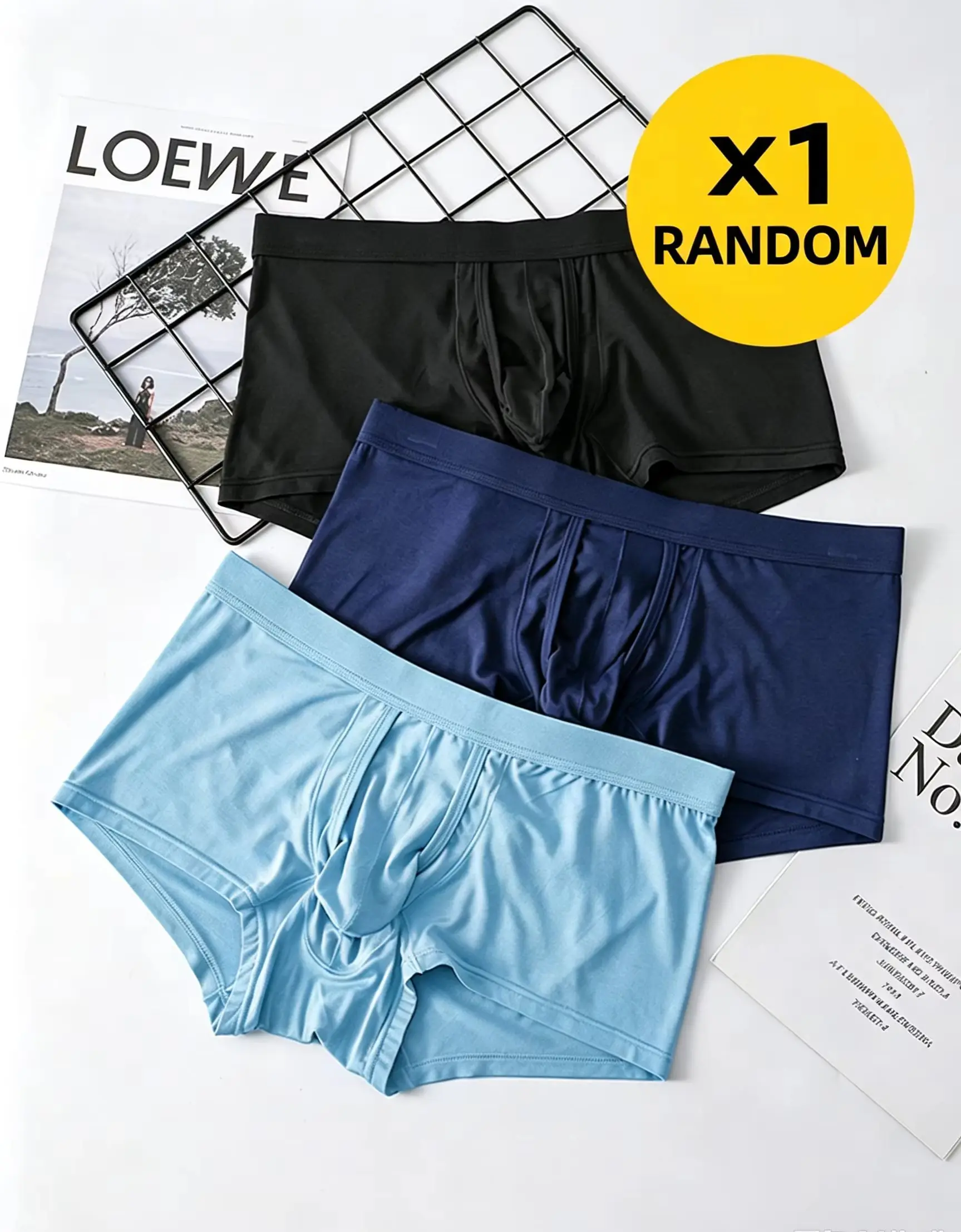Men's Modal Fabric Boxer Briefs Separate Pouch Quick Dry Comfort Trunks Underwear for Daily Home Wear Assorted Colors Random 1pc