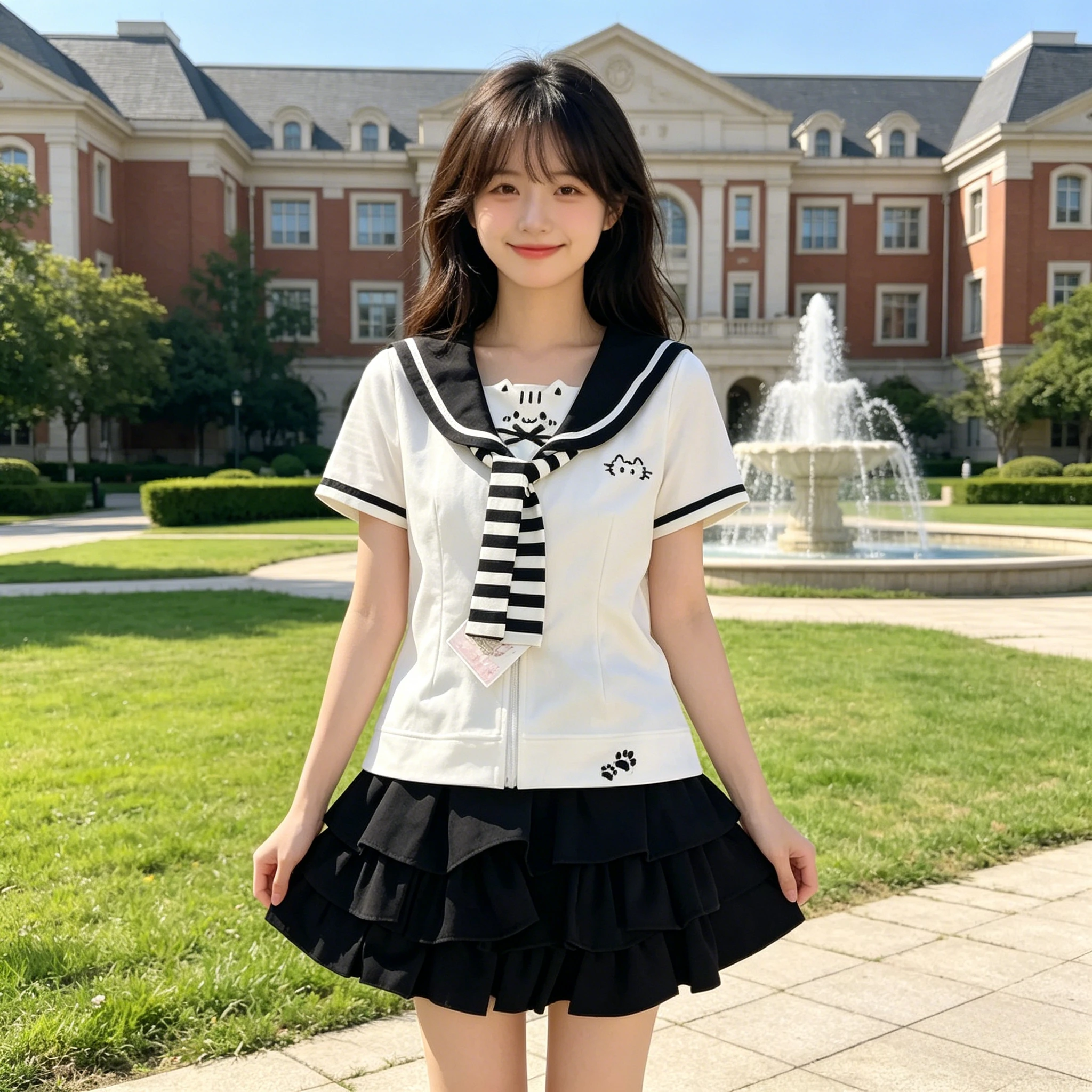 summer-plus-size-jk-uniform-zipper-cardigan-short-sleeve-tee-women's-navy-collar-bow-top-preppy-style-for-daily-campus-wear