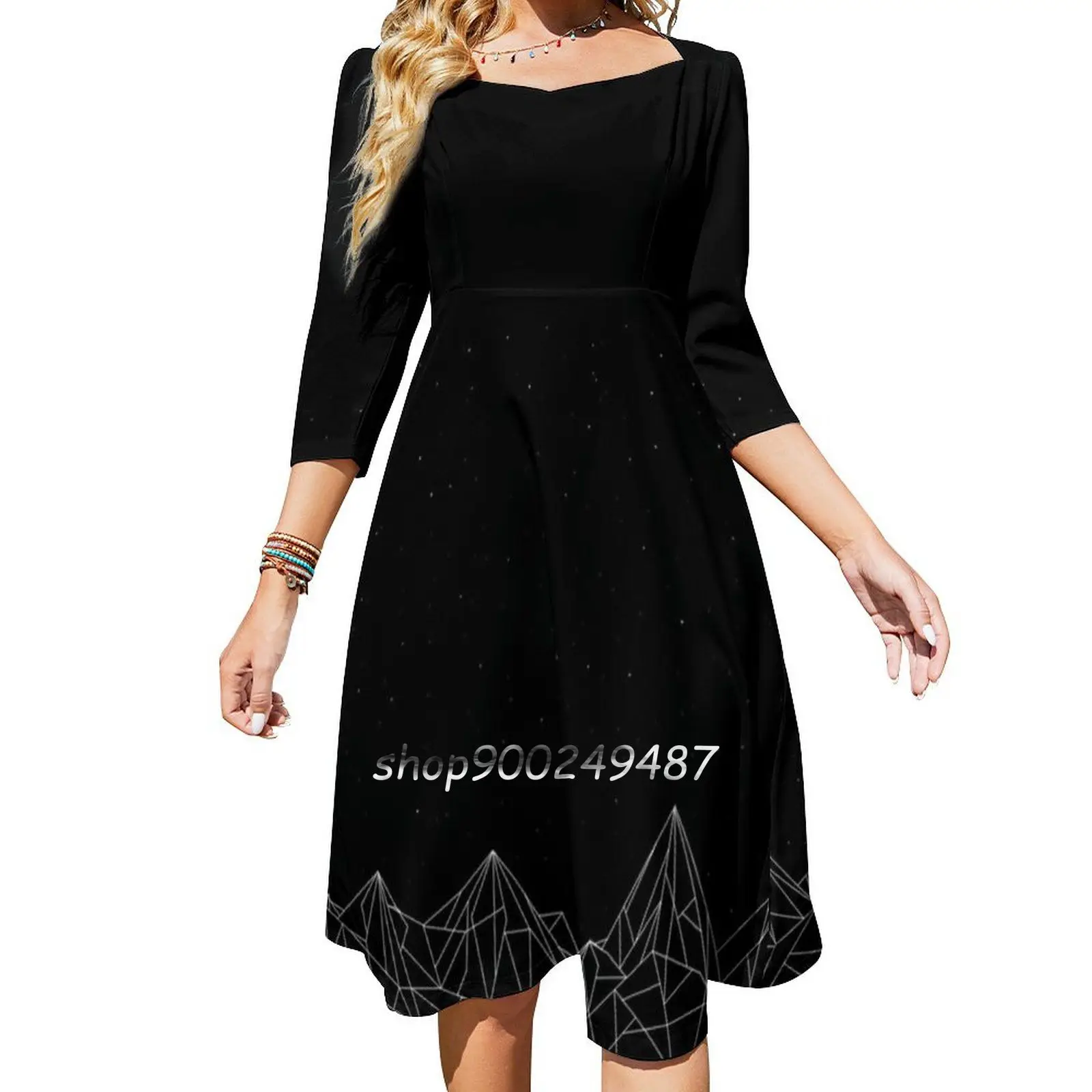 Acotar Night Court Mountains Square Neck Dress New Plus Size Elegant Women Waist Tight Dress Acotar Acomaf Acowar Acofas Night