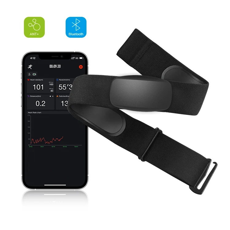 BLE5.0 ANT+ Heart Rate Monitor Chest Strap IP67 Waterproof Heart Rate Sensor Belt