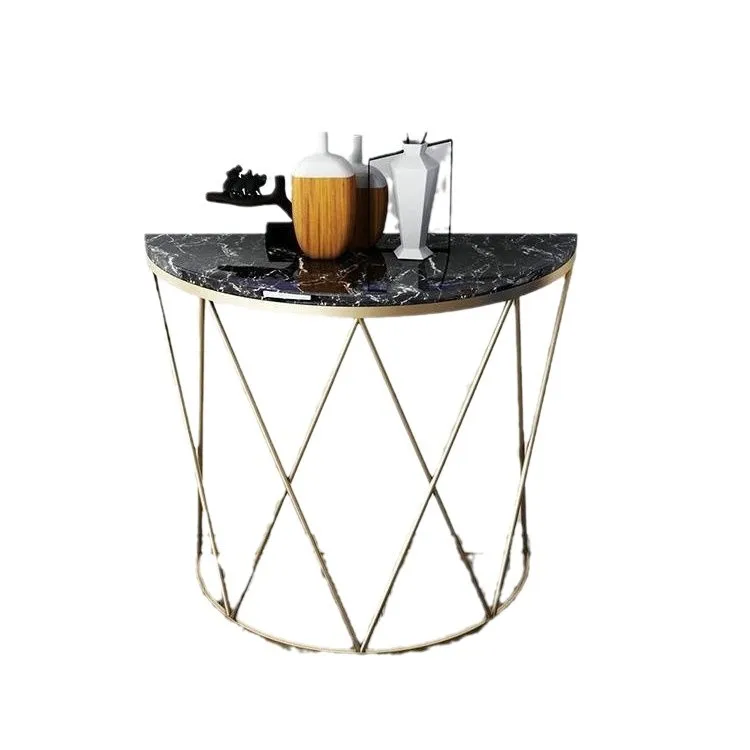 Nordic simple semicircular entrance table against the wall marble light luxury entrance cabinet entrance table modern end view c
