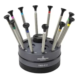 Bergeon 7965-S12 Set Of 12 Watchmaker Screwdrivers On Special Profile Stand