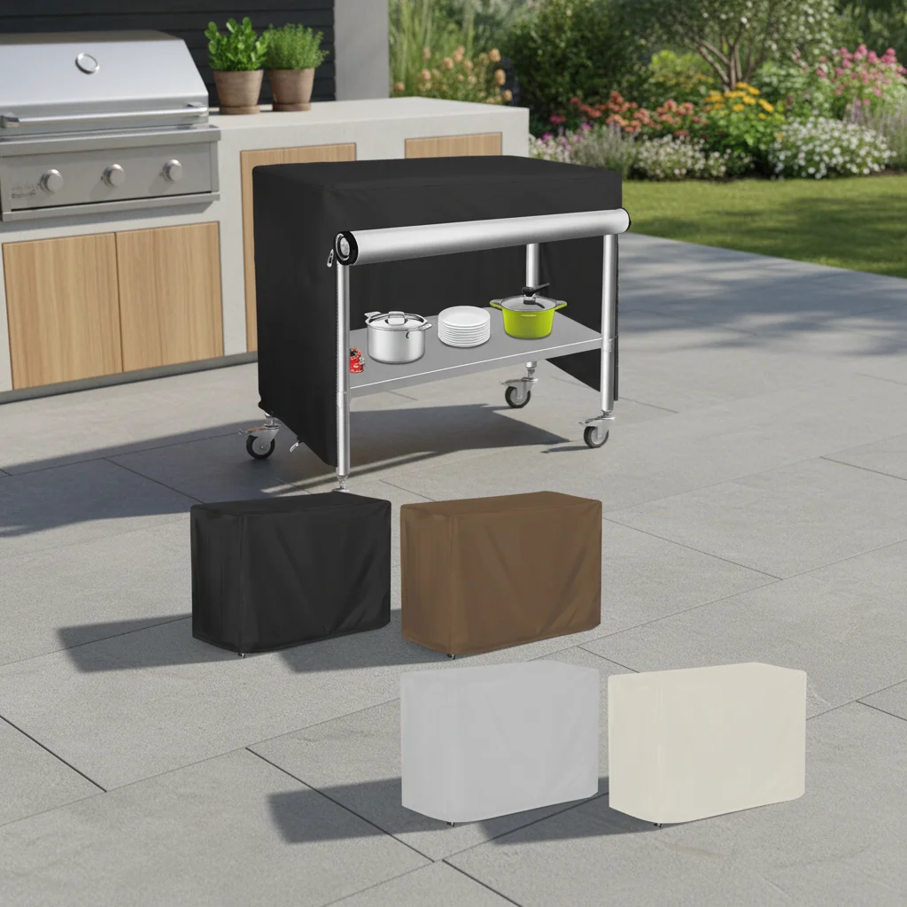 

Outdoor Dining Cart Cover Prep Table Cover With Split Zipper For Royal Gourmet Kitchen BBQ Gas Grill Cover
