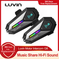 Luvin-intercomunicador G8 para casco de motocicleta, auriculares inalámbricos con Bluetooth, interfonos impermeables para compartir música, auriculares para llamadas con manos libres