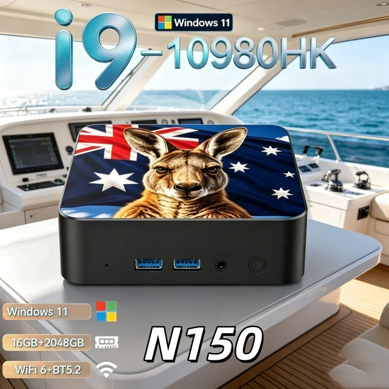 多機能なcore-i9-10980hk-n150オーストラリアパターンミニpc、wifi6、bt52、デュアルギガビットポート、4kマルチディスプレイ対応コンパクトホスト