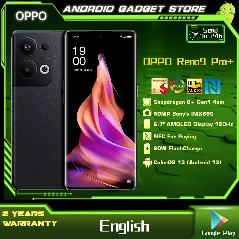 

OPPO Reno9 RENO 9 Pro Plus 5G Mobile Phone 16GB RAM Snapdragon 8+Gen1 6.7 OLED 50MP Camera 80W Charge Android 13 NFC Smartphone