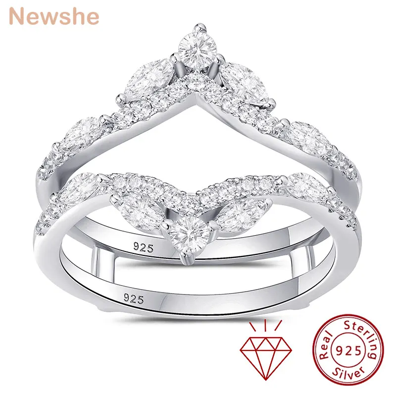 

Newshe GRA сертифицированные обручальные кольца с муассанитом для женщин, стерлинговое серебро 925 пробы, кольцо с обещанием маркизы