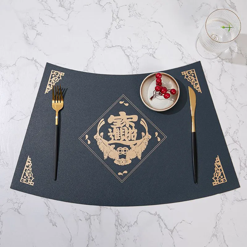 حصيرة طاولة جلد مفرش طاولة للطاولة على الطراز الصيني بألوان مزدوجة حصيرة مانعة للإنزلاق لمكان المطبخ سجادة حامل أكواب مفرش طاولة