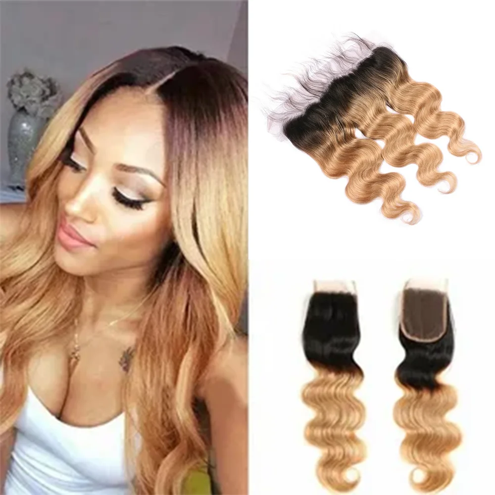 

Натуральные волосы Remy Body Wave 13x4 4x4 Lace Closure с цветом 1B/27, кружевная застежка Lace Closure из человеческих волос