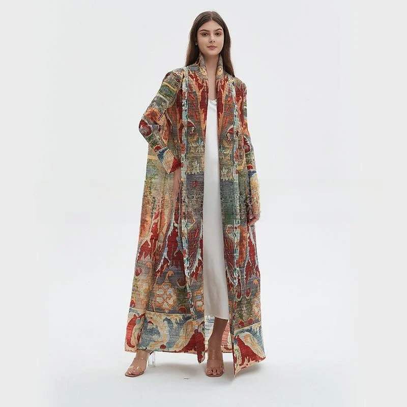 Women's Long Sleeve Miyake Robe Coat Autumn Collection Regular Length Windbreaker No Brand Registered Trademark 2016 Winter