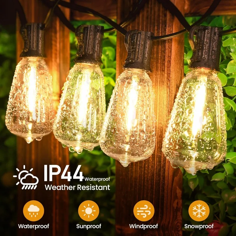 

Outdoor String Lights Shatterproof LED Bulbs Patio Lights Waterproof for Patio Yard Outside Party Wedding Connectable Dimmable