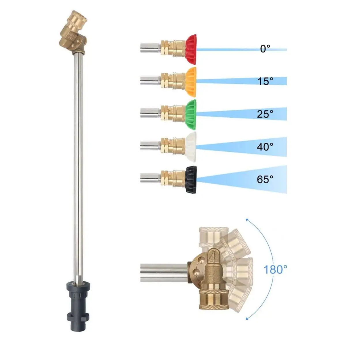 Car Wash Gun Extension Wand Lance For Karcher K2 K3 K4 K5 K7 With Pivoting Coupler Adapter And 5 Nozzles Angle Adjustable