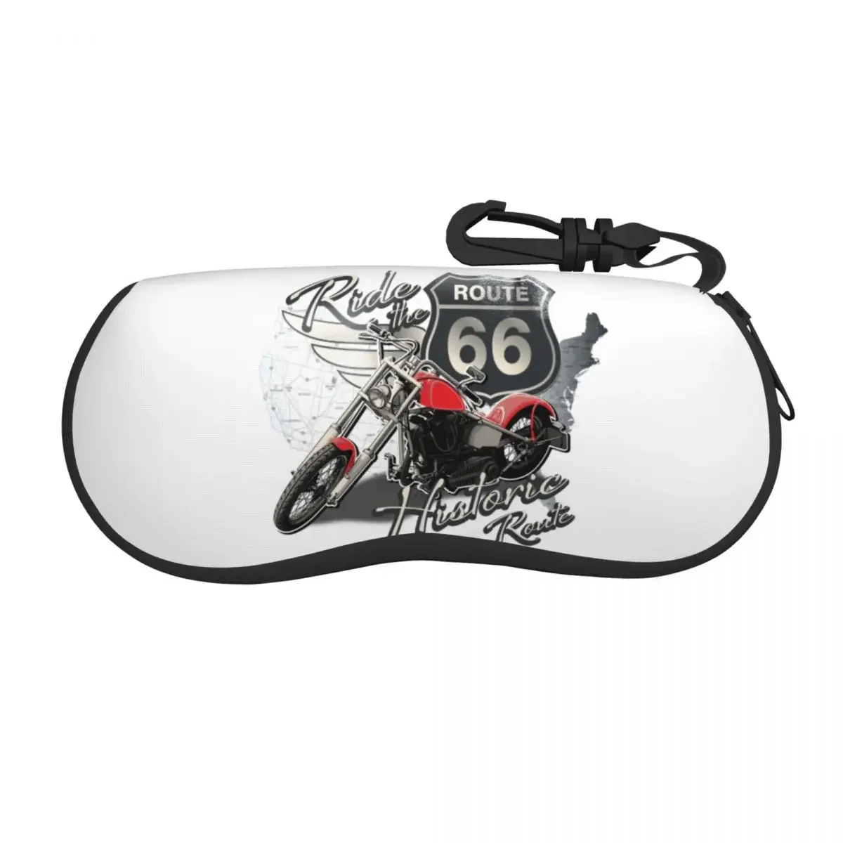 

US 66 Biker Eyeglass Glasses Case Men Women Soft Route 66 America Highway Motorcycle Sunglasses Protective Bag