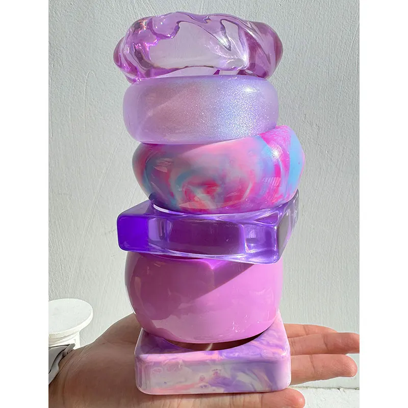 Alien Irregular Twisted Purple Smudge Resin Bracelet Harajuku Creative Decorative Bangle for Women Girl Vintage Jewelry HUANZHI