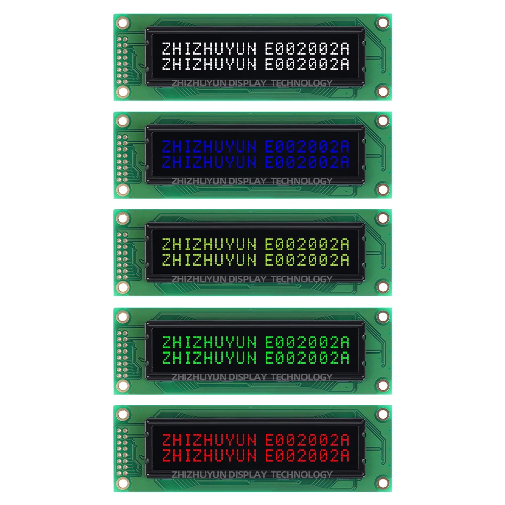 Módulo de exibição de caracteres de baixa temperatura cristal líquido, fundo preto com letras verdes, LCD2002, 16PIN porta paralela, OLED2002