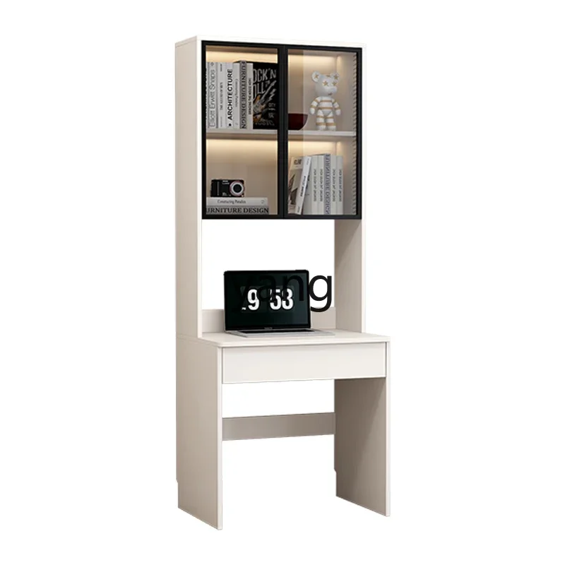 CX household solid wood single study table bedroom light luxury desk bookcase integrated