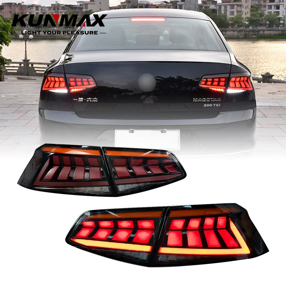 Pair Of Car Tail Light Assembly For VW Passat B8 2016-2019 LED Brake Flowing Water Flicker Tail Lamps Plug and Play Taillights