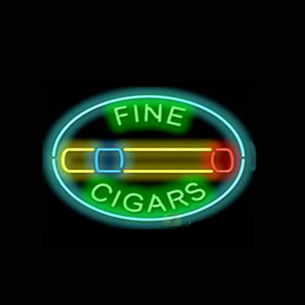 

Fine Cigars Custom Lamp Handmade Real Glass Tube Store Cigarette Smoke Shop Advertise Room Decor Display Neon Sign Light 19"X15"