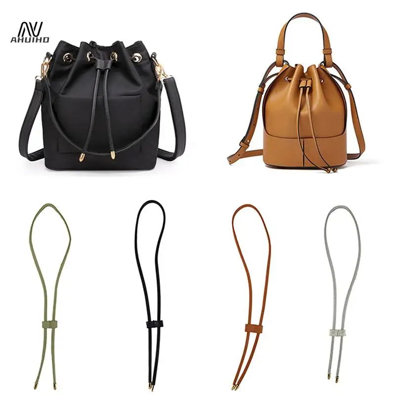 Women Detachable PU Leather Bag Strap DIY Replacement Bucket Bag Drawstring Rope Backpack Beam Pocket Purse Accessories