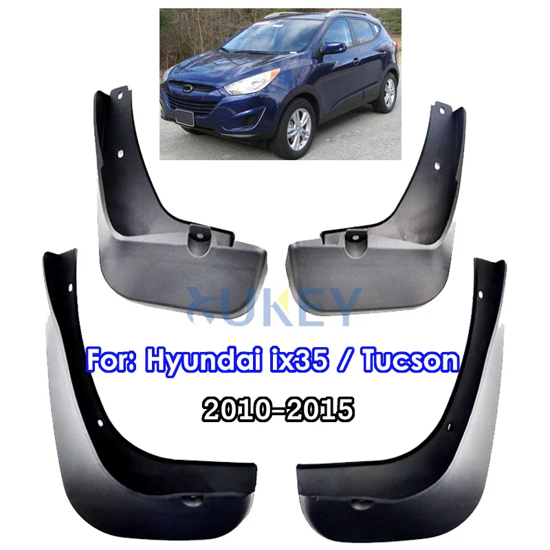 For Hyundai ix35 Tucson  front rear left right black plastic Splash Guards mudguard fenders mudflap mud flaps guards 2010 - 2015