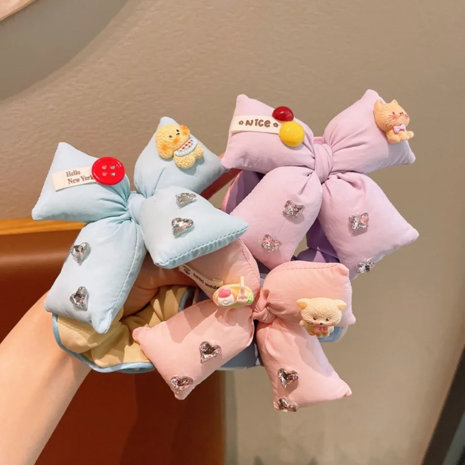 Cartoon Kids Sweet Bow Large Intestine Hair Band Little Girl Tied Ball Head Rubber Band Ponytail Headband Hair Accessories ZX07