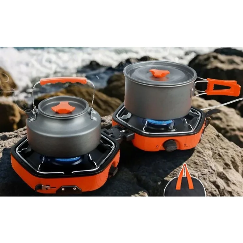 Camping gas stove to make tea Double stove Double portable gas cassette Enjoy comfortable outdoor life