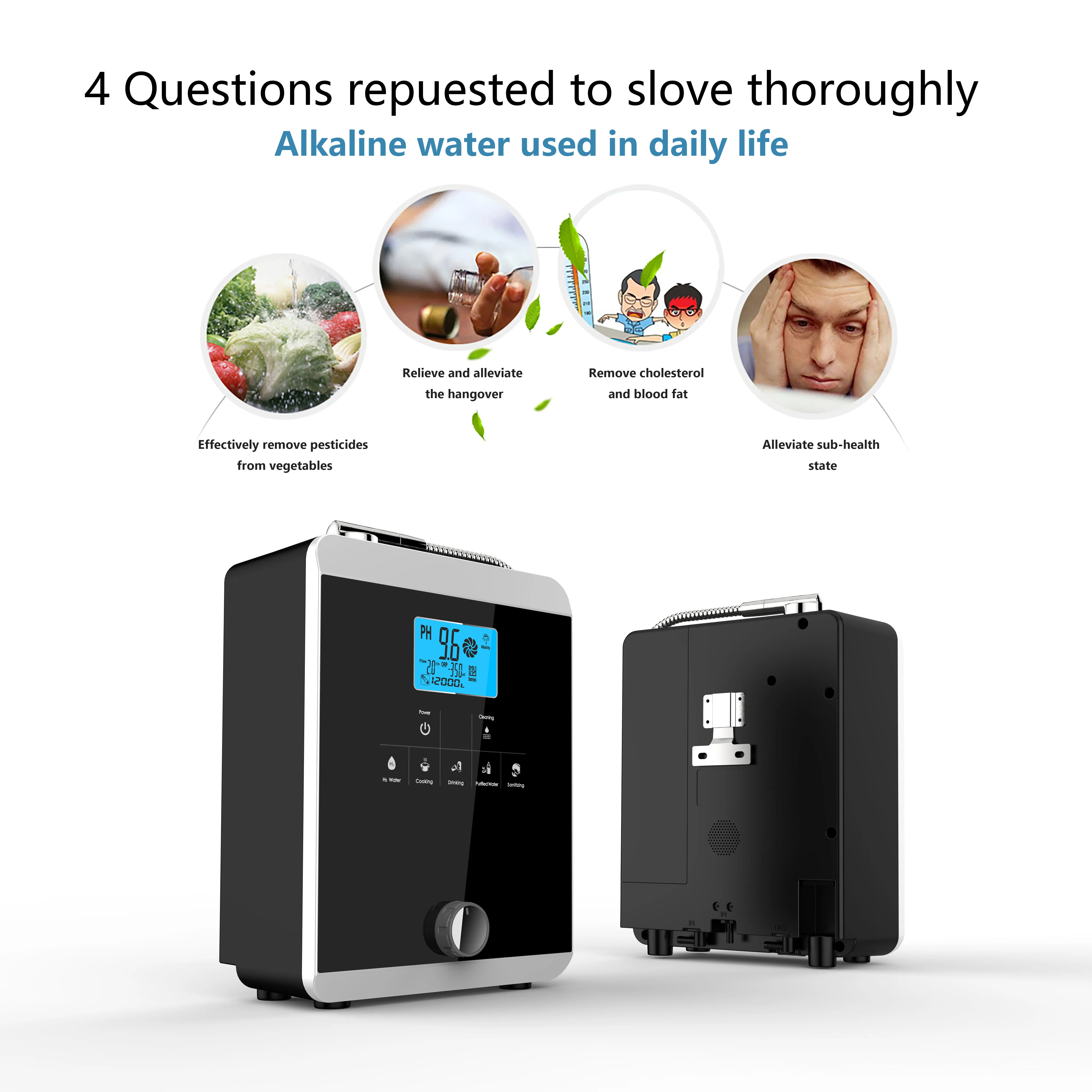 11plates Hight Quality Water Ionizer Hydrogen Water Generator PH 3-11.0 Alkaline Acid Water Filter ORP-800 Auto-Cleaning Touch