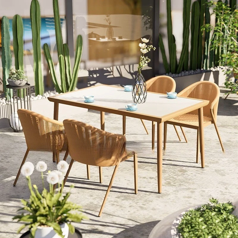 

Outdoor tables and chairs patio balcony leisure rattan outdoor waterproof and sun protection garden terrace open-air villa