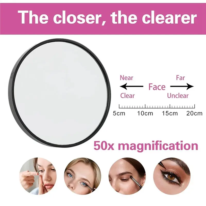 【FLASH-SALE!】Skincare For Detailed Makeup Mirrors 50X Magnifying With Suction Cup Travel Mirror Tweezers Mirros - Image 3