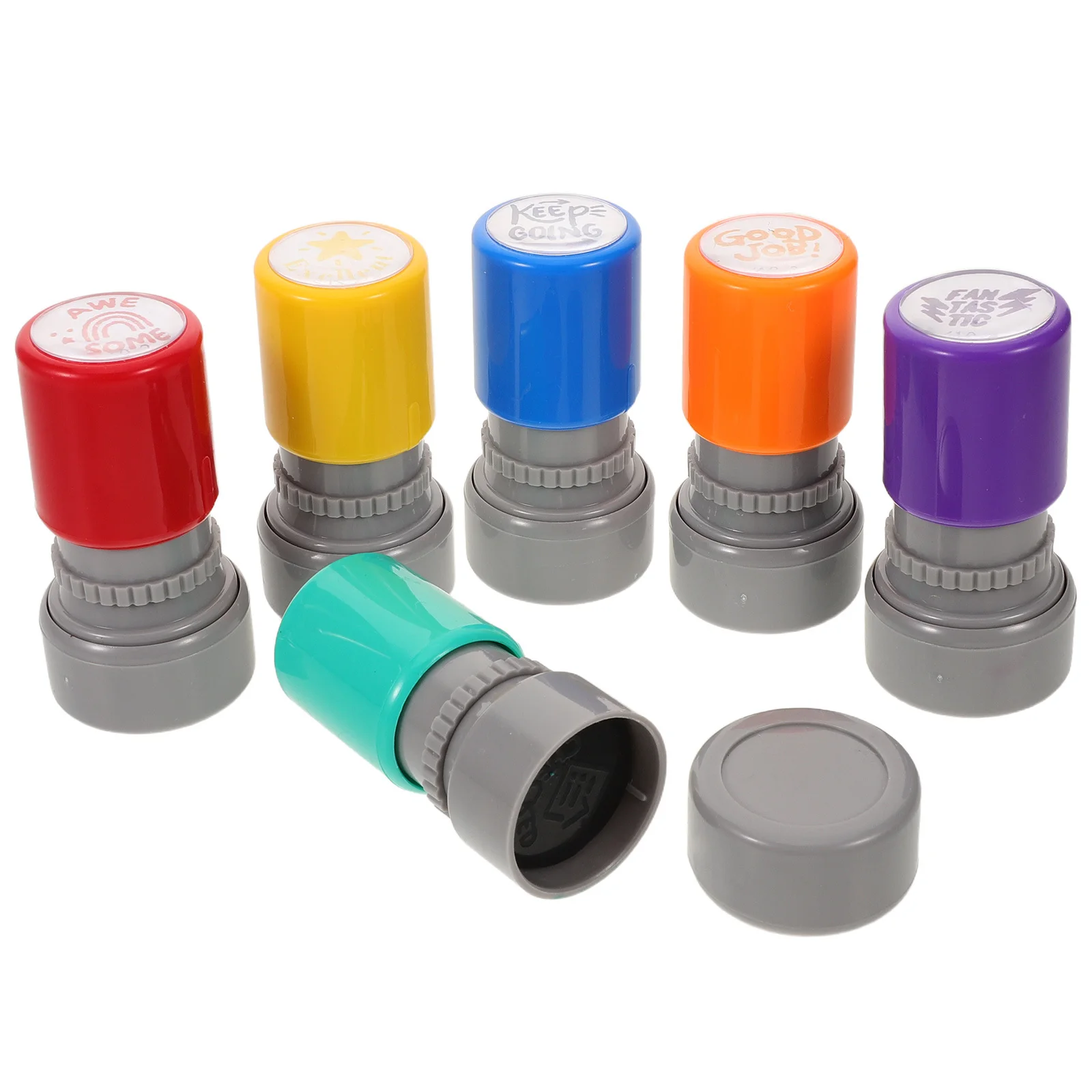 

6Pcs Colorful 's Learning Stamps Self-Inking Teacher Grading Stamps for Homework Feedback Classroom Reward
