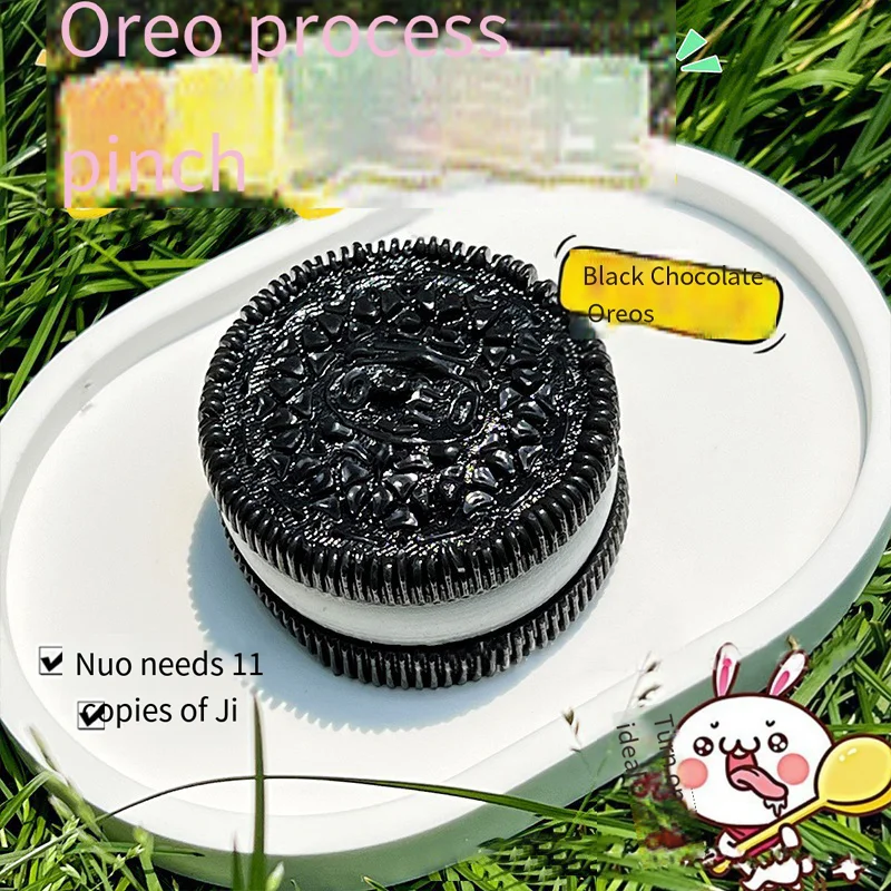 Handmade Silicone for Big Oreo Stress Relief Squishy Toy Mochi Taba Squishy New Fidget Toy Biscuit Pinching Toy Children\'s Gift