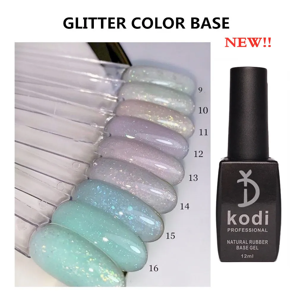 YD KODI PROFESSIONAL 12 ML Glitter Rubber Base Coat 5 Kleuren Gel Nagellak Set Nail Art Vernis Hybrid Hot gel Vernissen Nail