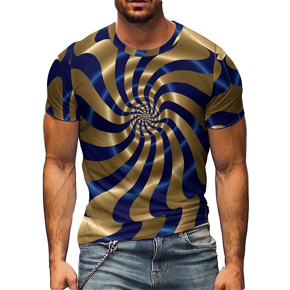 Sports Men's 3D Printed Short Sleeve T-shirt with Ethnic Style Design, Suitable for Fitness, Running, Breathable, Quick Drying