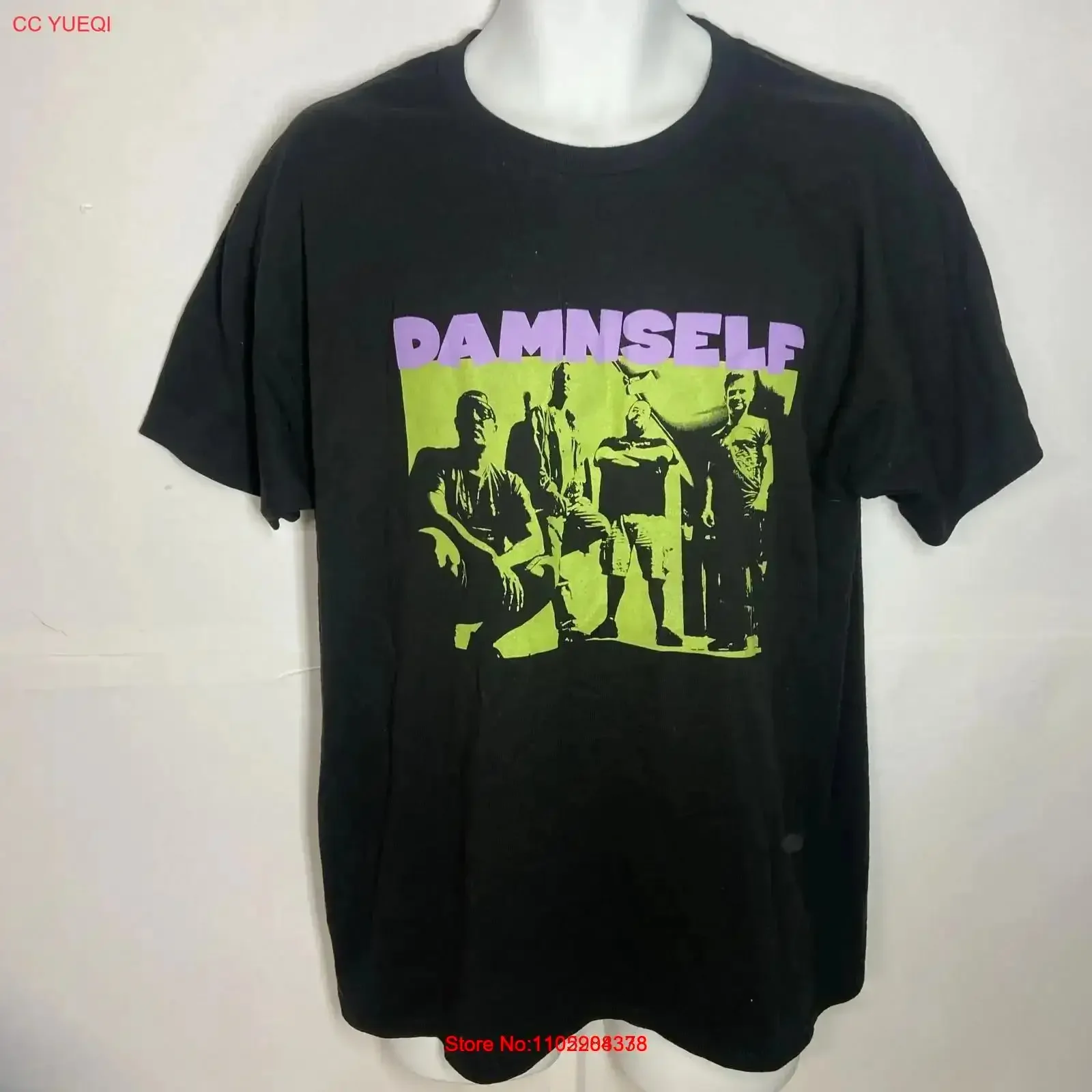 

Damnself Band T Shirt Green Skull Logo Portrait Large Black New Orleans vintage Washed Stylish designer clothes fashion