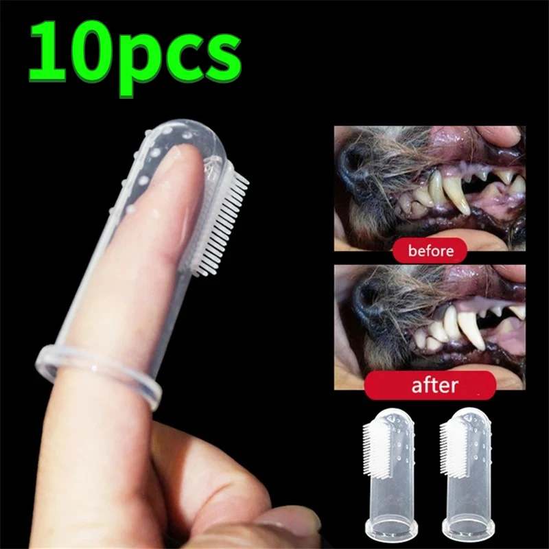 5pcs Super Soft Pet Finger Toothbrush Teddy Dog Brush Bad Breath Tartar Teeth Tool Dog Cat Cleaning Pet Supplies
