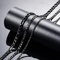 3/4.5/6mm Black Color Stainless Steel Figaro Link Chain Necklace Hip Hop Classical for Men and Women High Quality Jewelry Gift