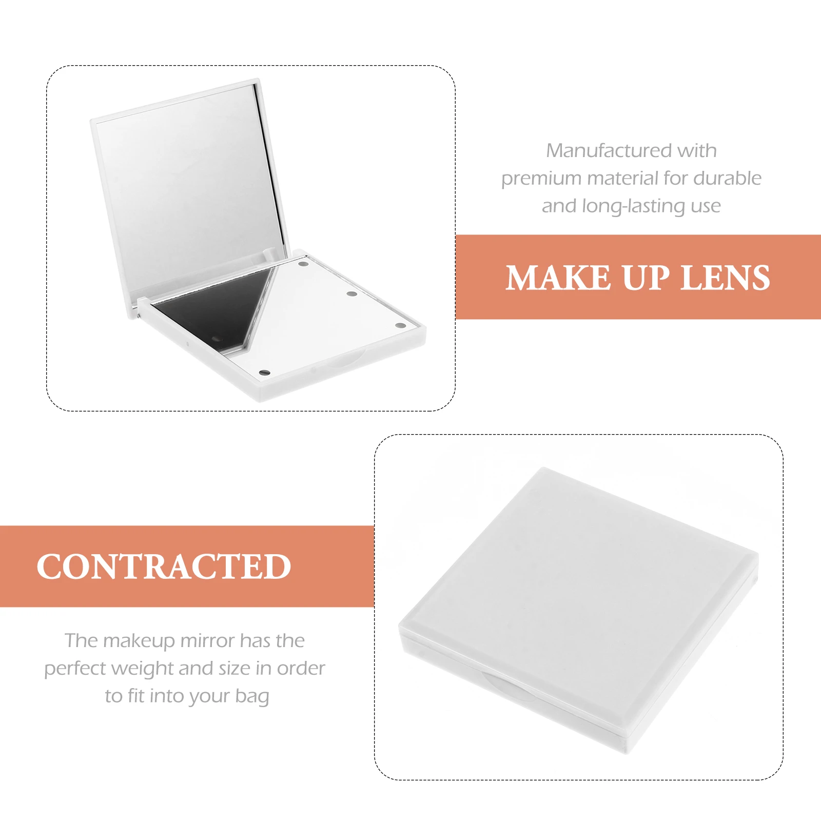 Espelho de maquiagem led portátil, vidro de alumínio, material abs, simulação de luz diurna brilhante, bolso ambiente escuro perfeito