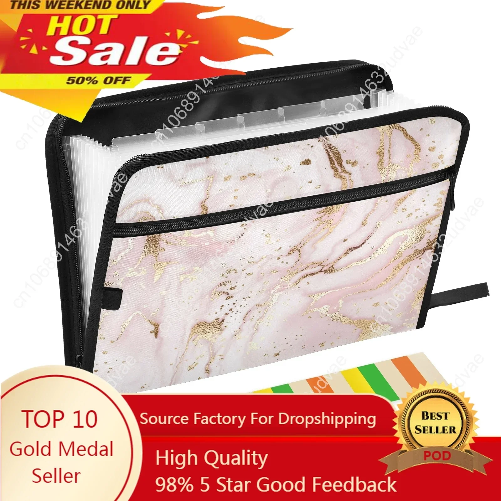 A4 Multifunction Marble Print Expanding File Folder Accordion School Desk Organizer Document Holder Letter Stationery Portable