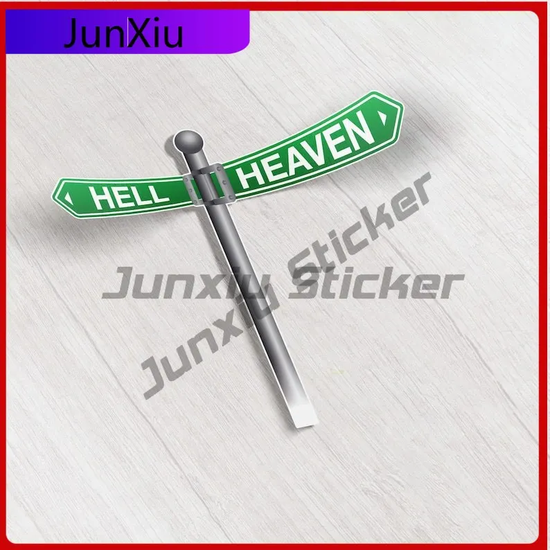 

Hell Heaven Slogan Sign Vinyl Sticker Bumper Camper Windows Scratch-proof Exterior Decal Car Accessories Stickers Motorhome Rv