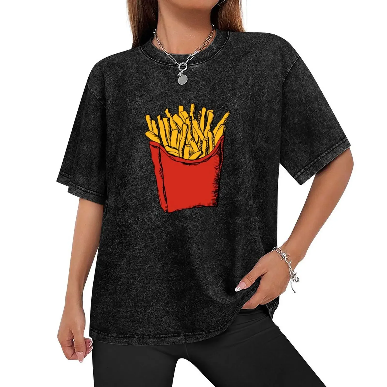 French Fries Sticker| Fast Food Laptop Decals| Pop Art Fry Cartoon T-Shirt customizeds t shirts men