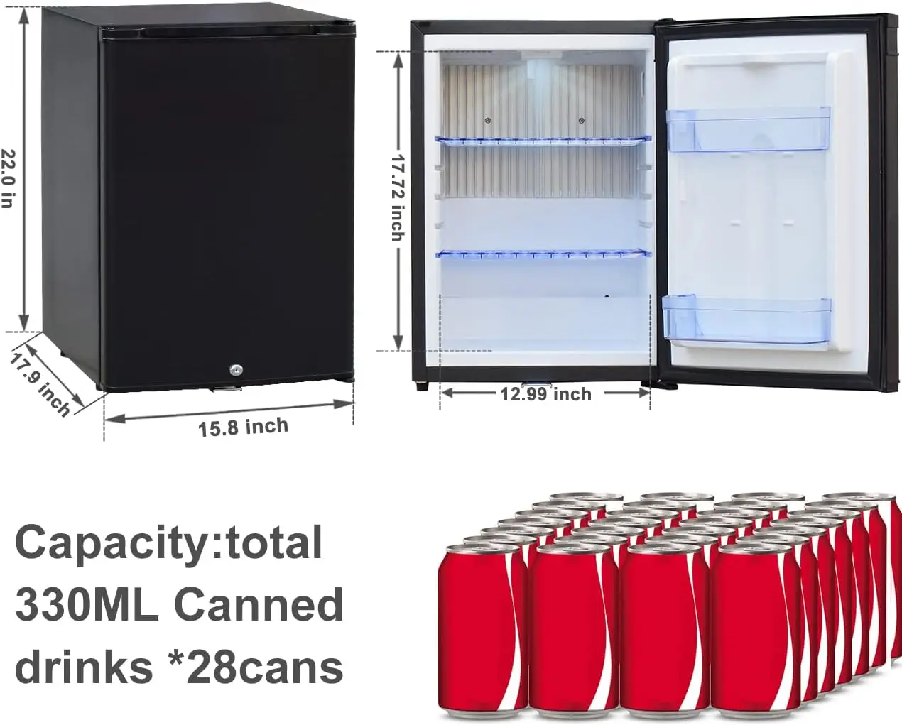 12 Volt RV Refrigerator Mini Fridge with Lock Truck Refrigerator  Drivers DC 12V|110V Compact