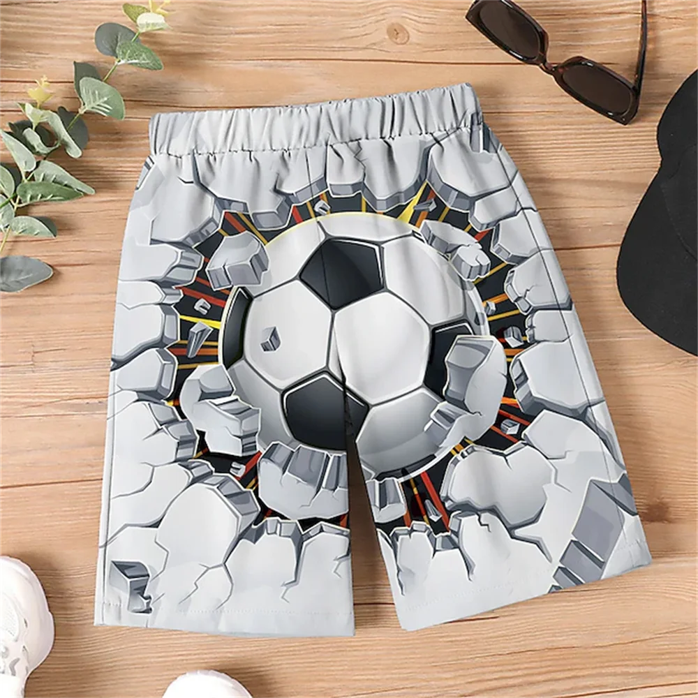 3d Football Pattern Fashion Shorts Kids Summer Loose And Cool Pants New Boys Girls Sports Casual Pants Home And Outing Clothing