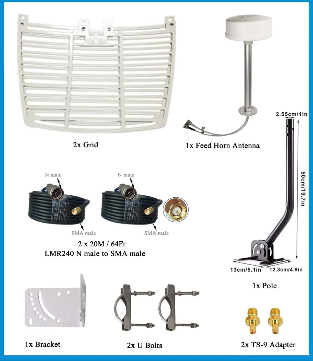 Imagem -02 - Kit de Antena Mimo para Hotspots Celulares 4g 5g Gateway de Roteadores T-mobile Internet em Casa Verizon Att Cell Signal Booster 2x2