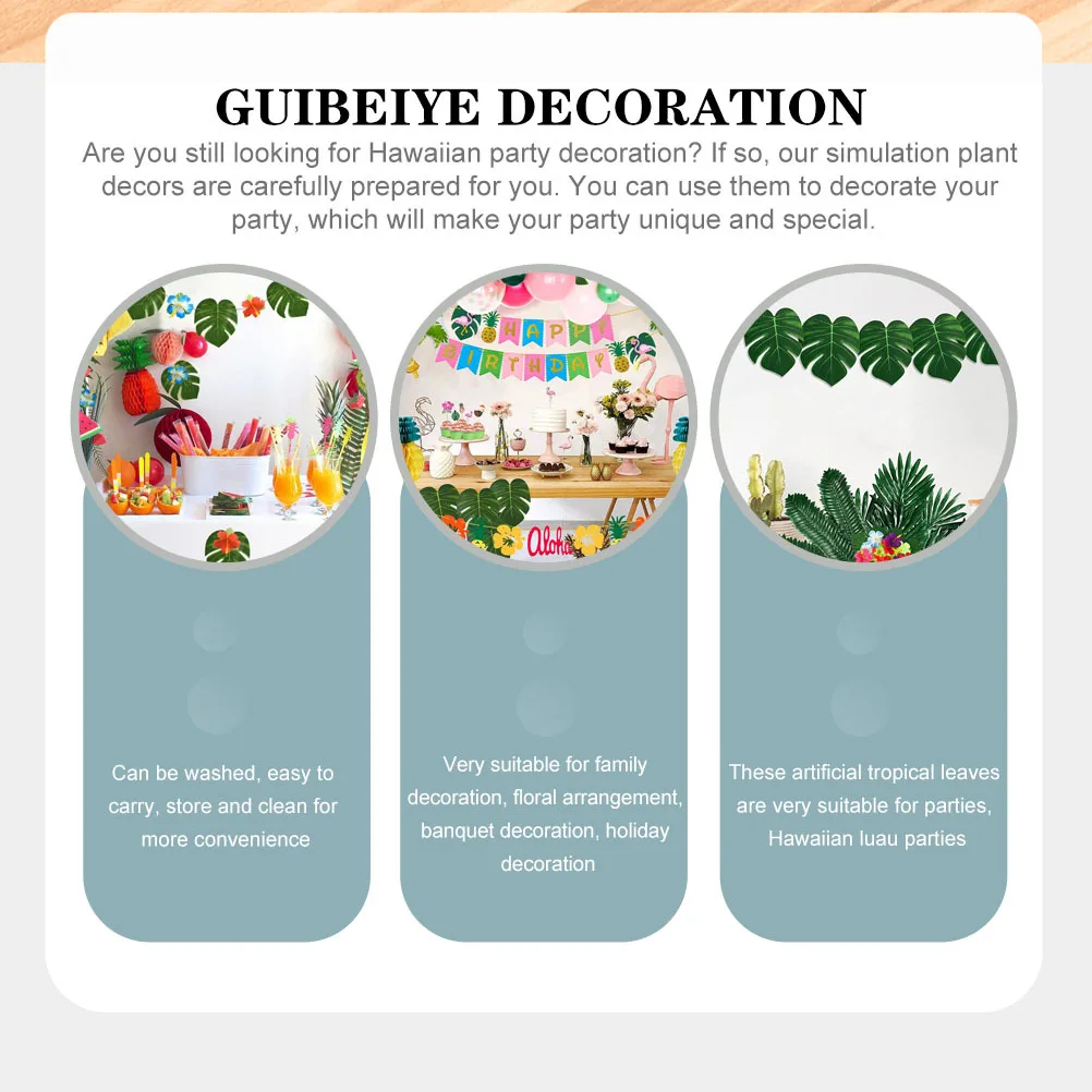 

32Pcs Monstera Leaf Decoration Realistic Artificial Tropical Palm Leaf Party Adornments Hawaiian Luau Birthday Wedding Supplies