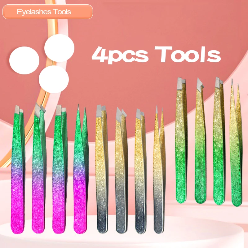 JSCOS Stainless Steel Slanted Eye Brow Clips Removal Makeup Tools Eyebrow Tweezer Colorful Beauty Fine Hairs Puller Tweezers