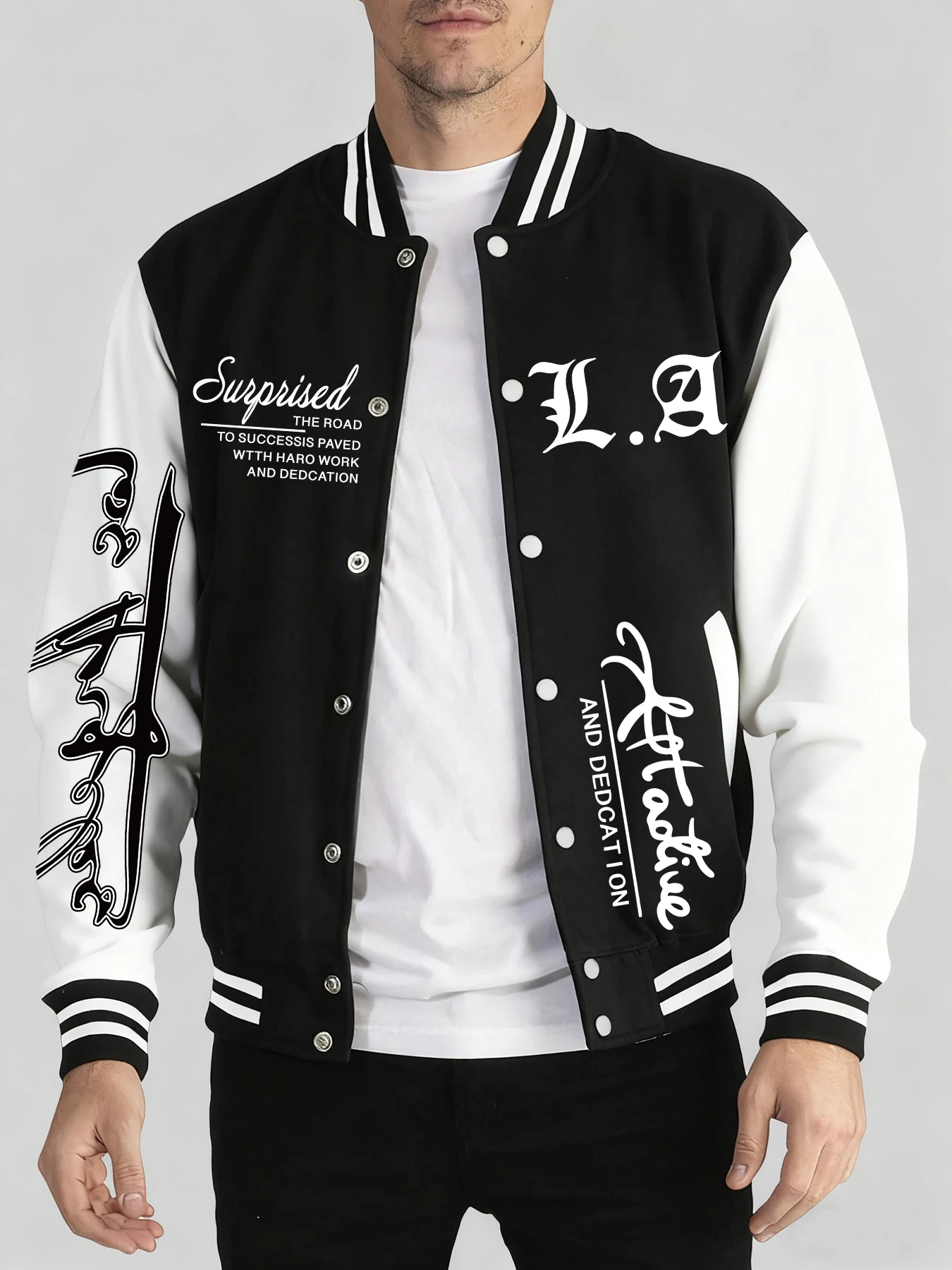 

Motivational Statements Print Autumn Winter Clothing Mens Casual Soft Baseball Jersey Warm Sport Jackets Fashion Street Menswear