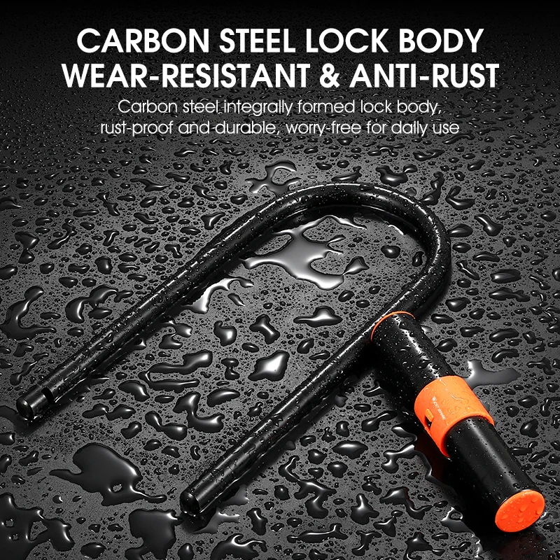 WEST BIKING Bicycle U Lock Anti-theft Carbon Steel U-Shaped Lock Durable MTB Road Mountain Bike Lock Motor Cycling Accessories