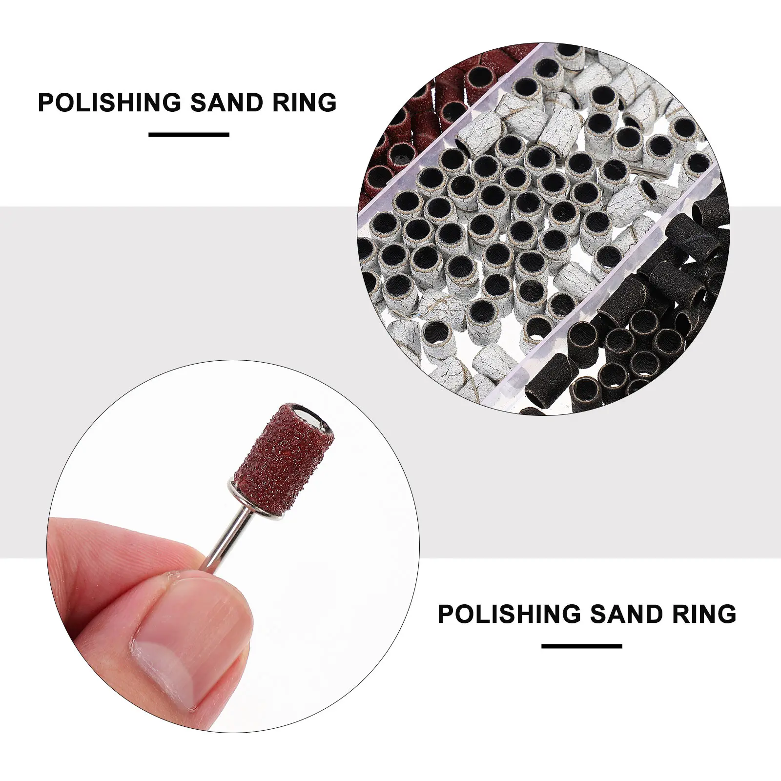 

210pcs Sand Rings Manicure Grinding Heads Polishing Ring For Natural Nail Grinding Durable Portable Polishing Head Nail Art