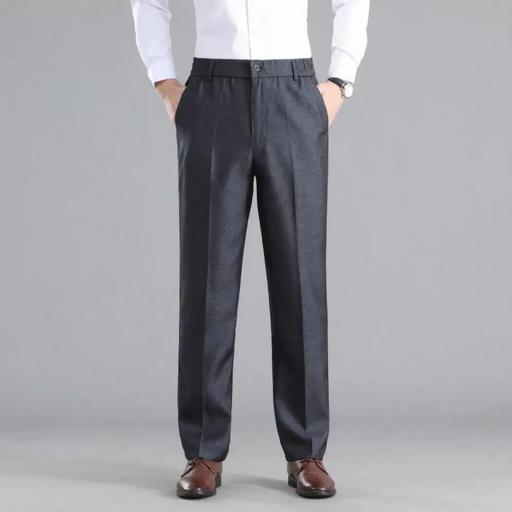

Men Thickened Dress Pants Fleece Lined Formal Pants Straight Leg Warm Suit Trousers For Work Golf Business Dating Party 바지