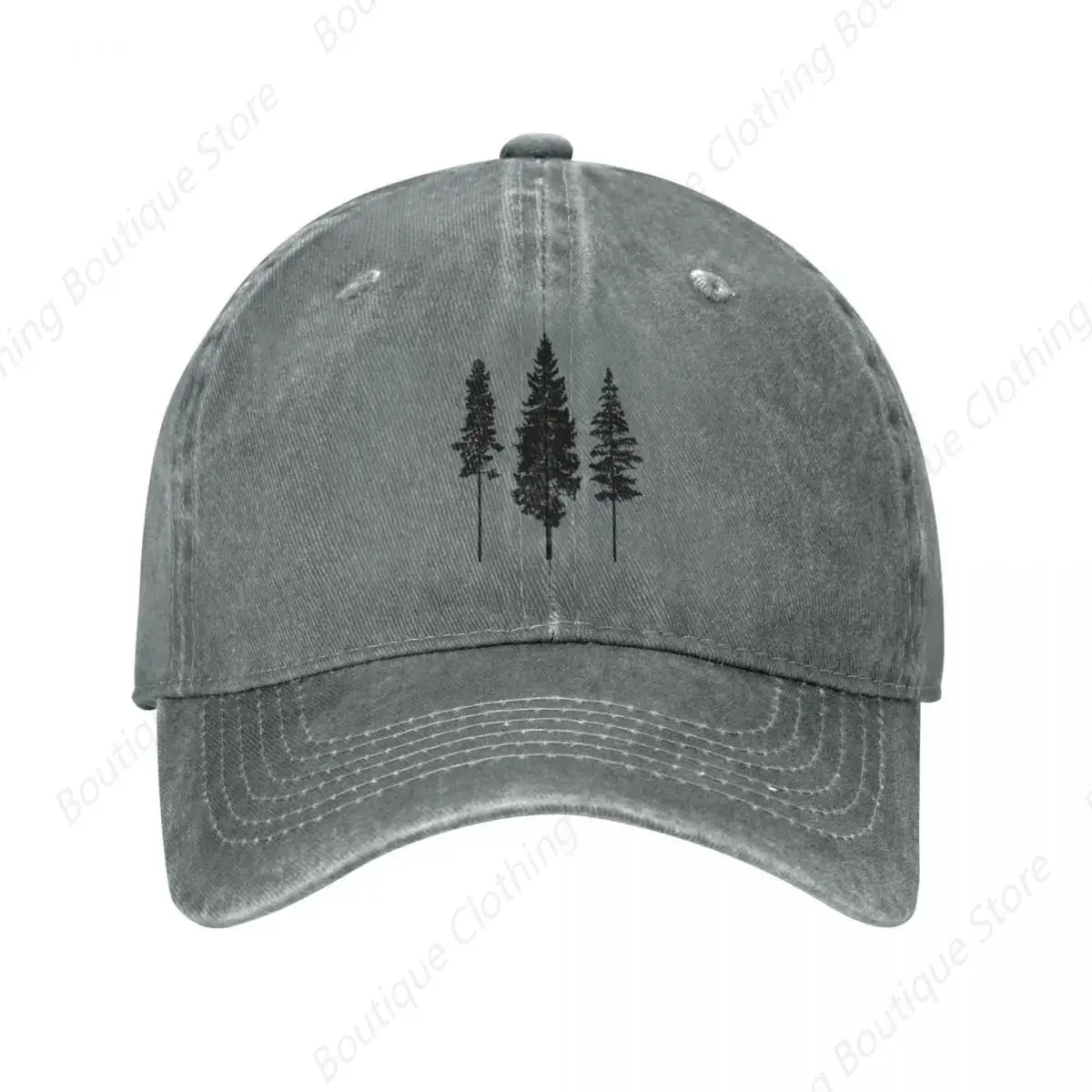 Minimalist Skinny Pine Trees Cowboy Caps Snap Back Cap Vintage beach hat Bobble Hat Mens Tennis Women'S